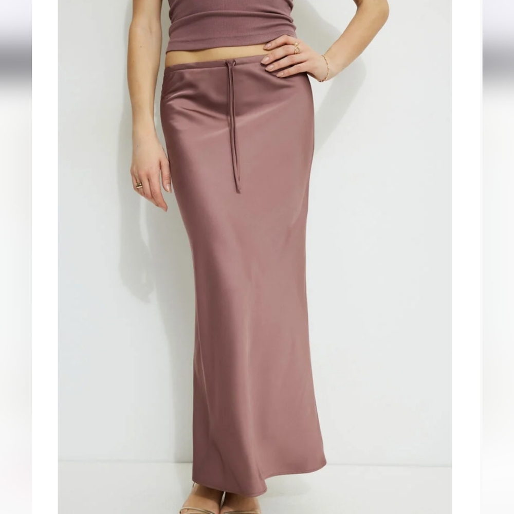 Dynamite Satin Maxi Skirt in Dusty Rose